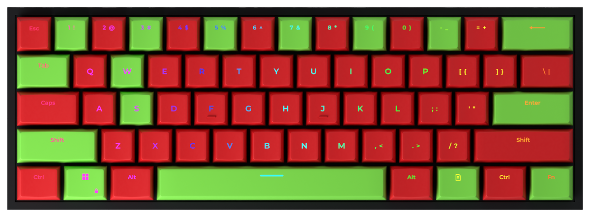 Cherry Limeade 60% gaming keyboard, top-down view