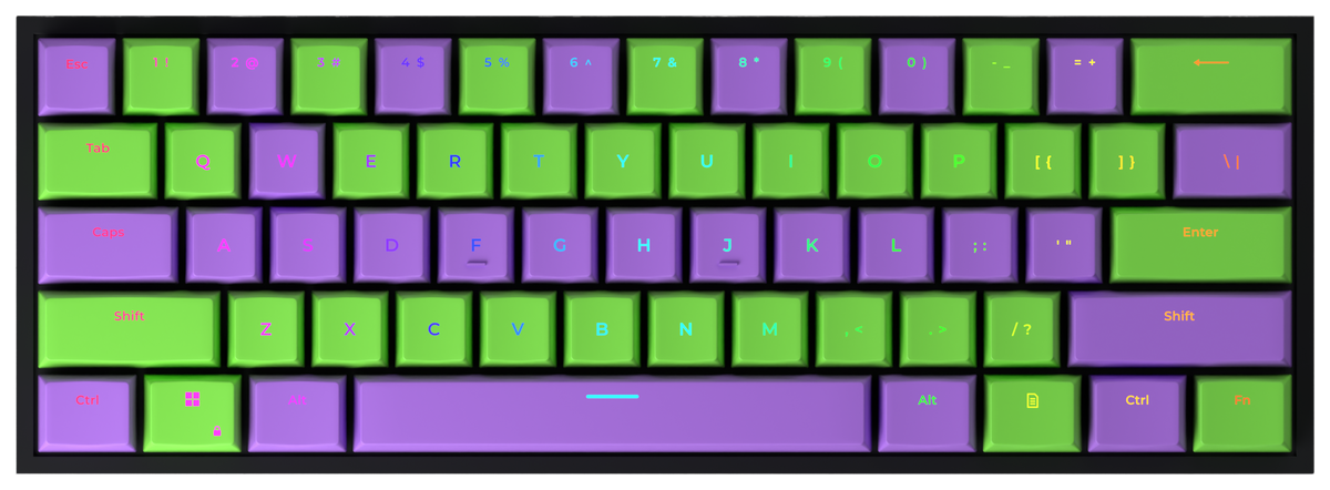 Gamma 60% gaming keyboard, top-down view