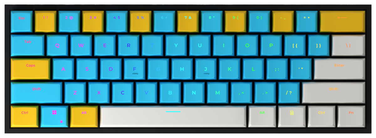 Ninja 60% gaming keyboard, top-down view