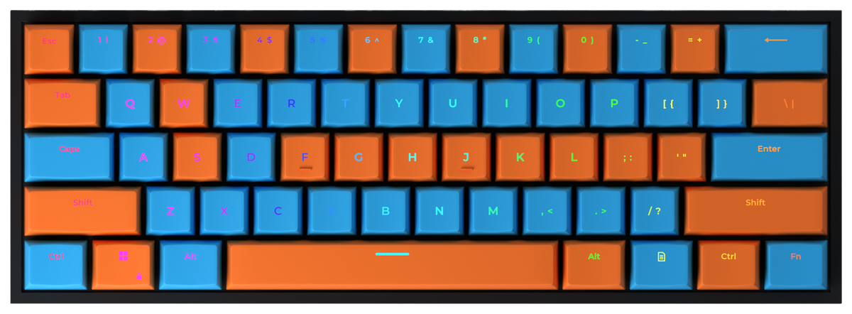 Run It Up 60% gaming keyboard, top-down view