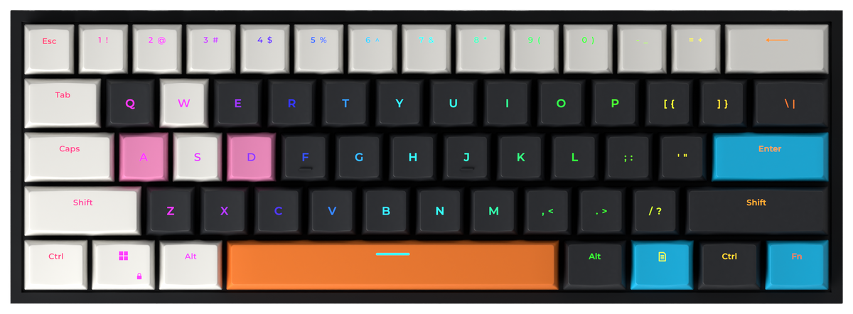 Urway 60% gaming keyboard, top-down view