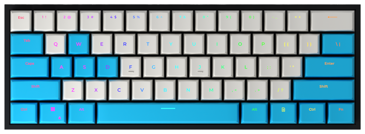 Wave 60% gaming keyboard, top-down view