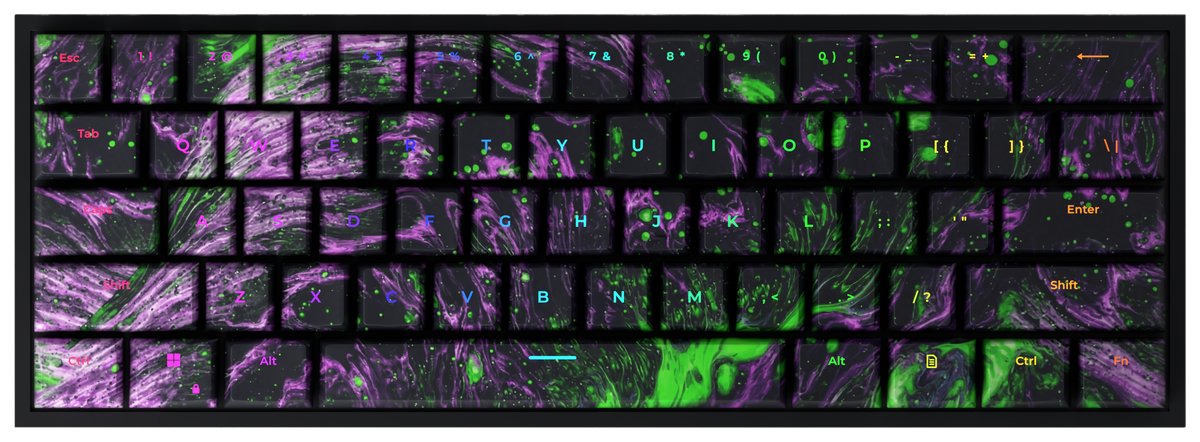 Green Lava T60 Pro 60% gaming keyboard, top-down view