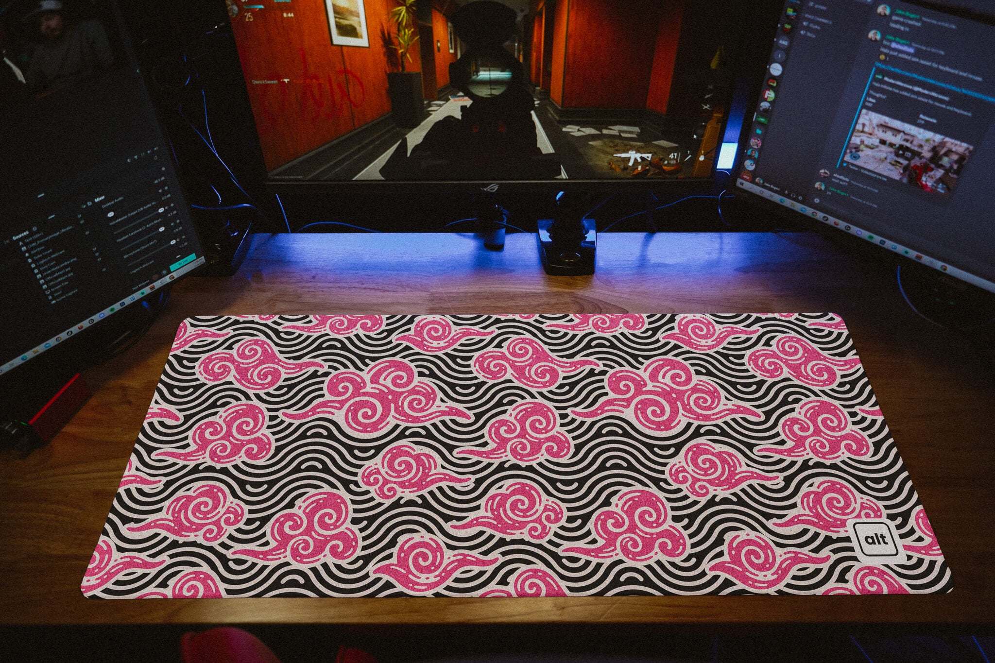 Pink Anime Clouds Mousepad